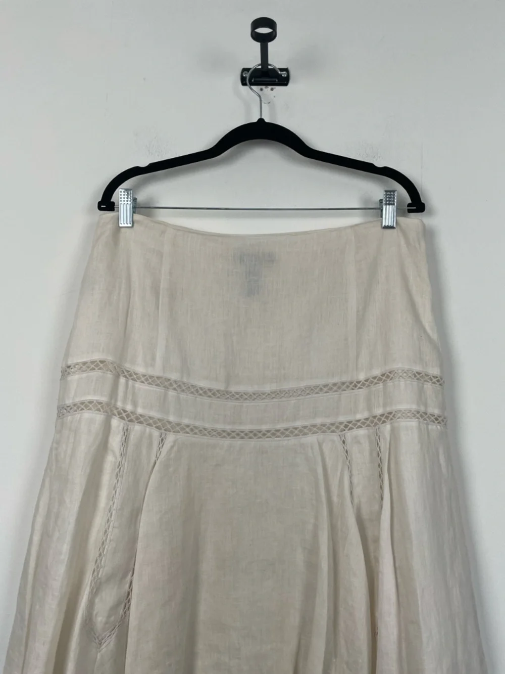 Lauren Ralph Lauren Linen Boho Embroidered Lattace Women's 12 Off White Skirt - Picture 6 of 9